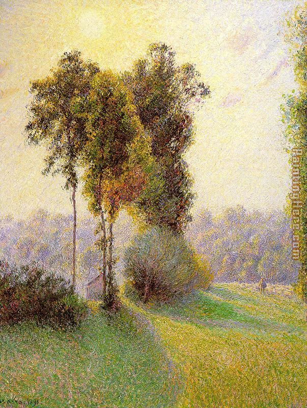 Sunset at St. Charles Eragny painting - Camille Pissarro Sunset at St. Charles Eragny art painting